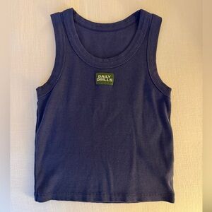 Daily Drills Ribbed Logo Tank in Navy